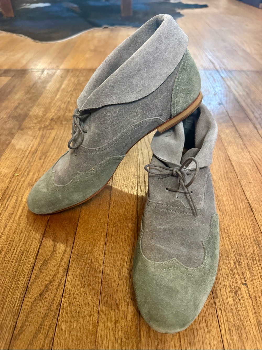 Wolverine Two-Tone Gray & Green Suede Chukka Boots